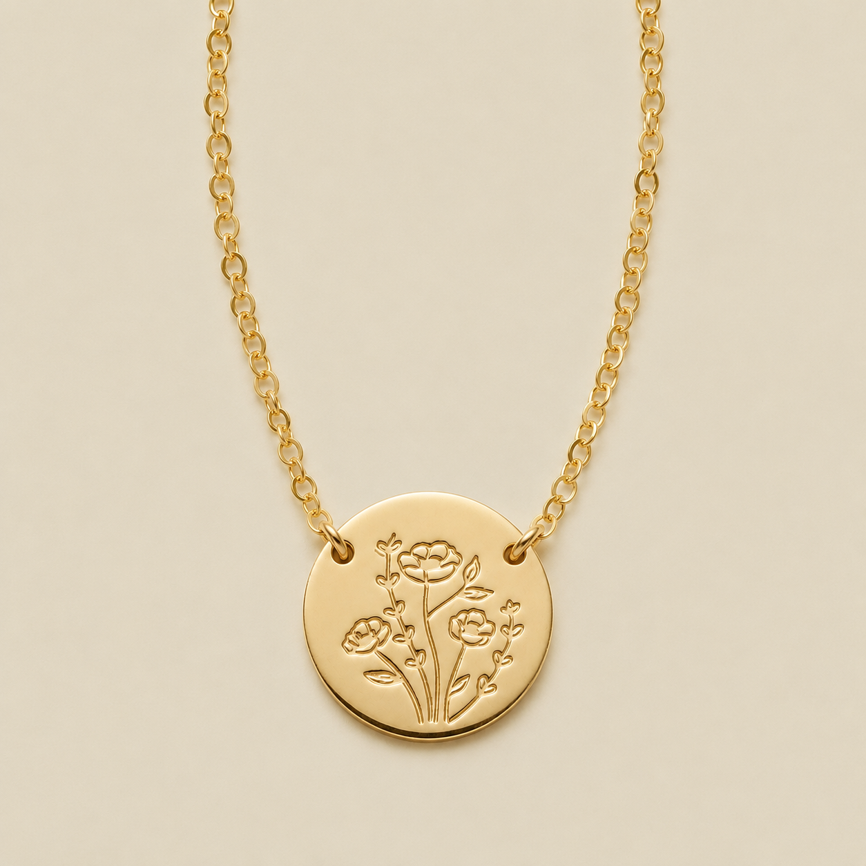 Made By Mary Wild Blooms Mini Zola Disc Necklace | Dainty,Hand Stamped