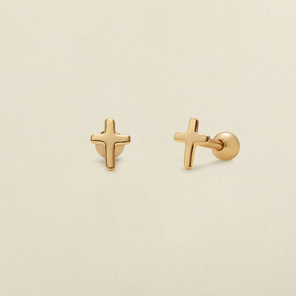 Cross gold online earrings