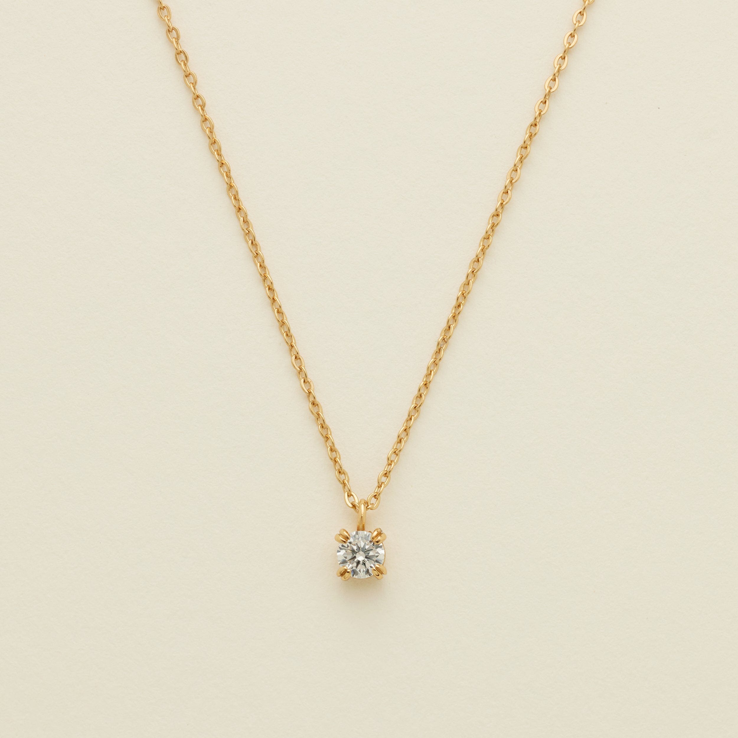 14K Gold Diamond Solitaire Necklace