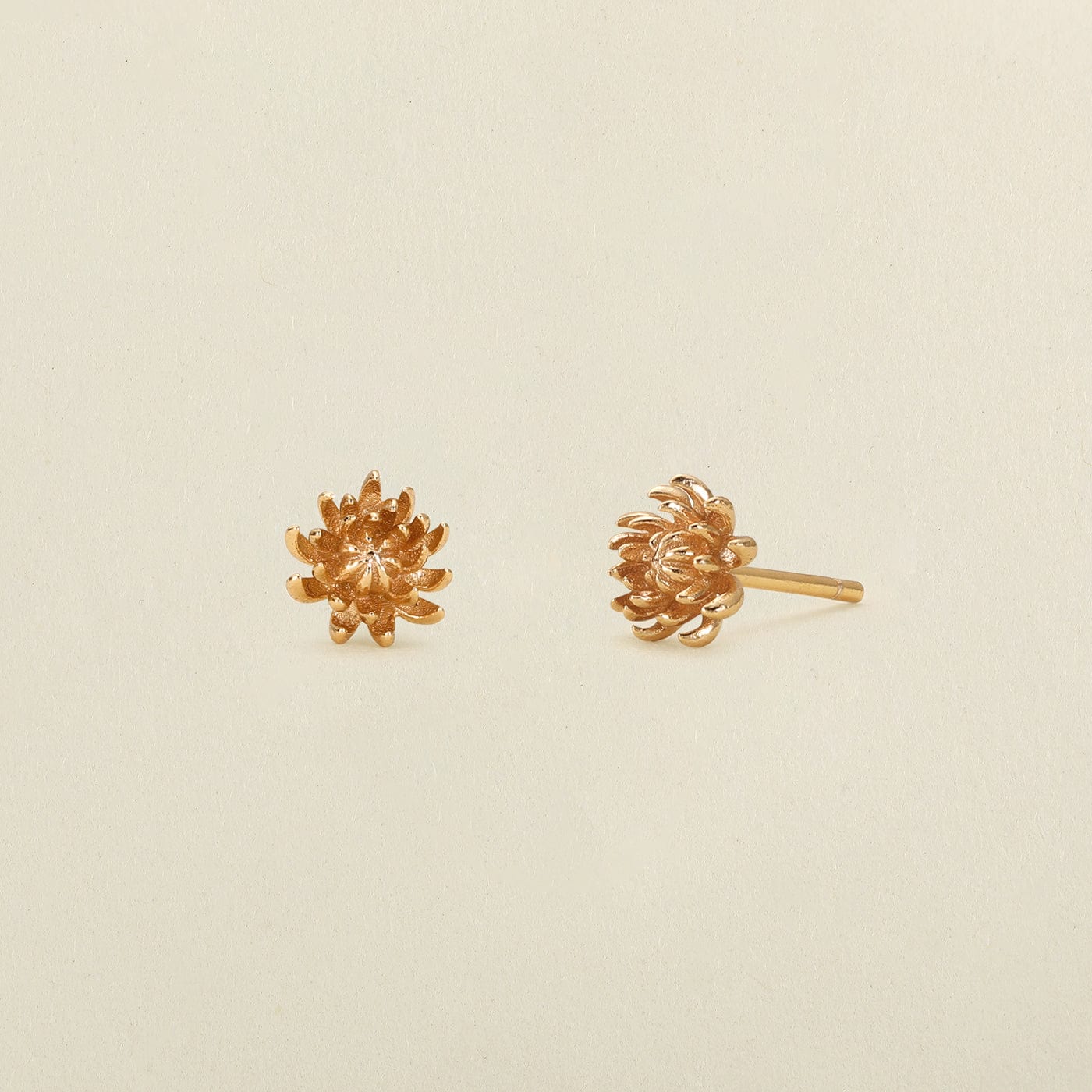 Tiny Birth Flower Stud Earrings in Gold