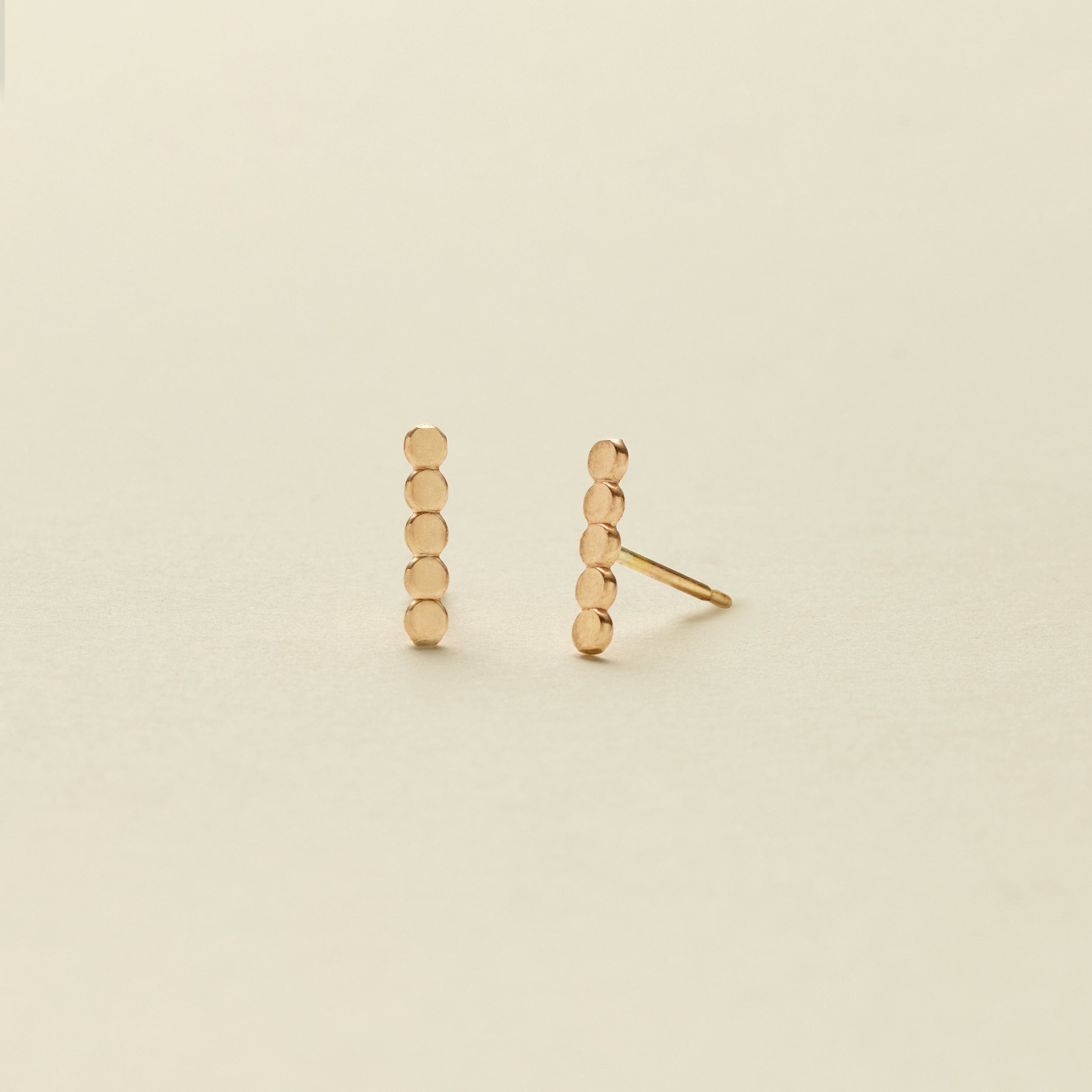Tiny Bead Bar Stud Earrings in Sterling Silver Two Tiny Dots 