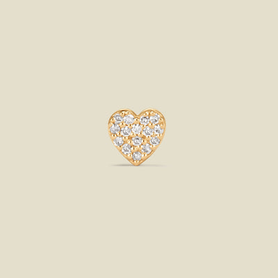 14k Diamond Heart Stud Earring (Flat Back) - Single