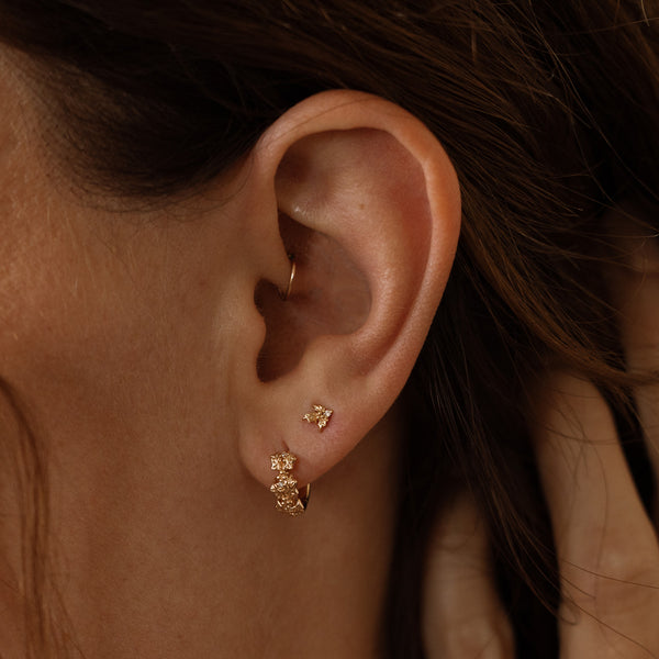December CZ Birth Flower Huggie Hoop Earrings