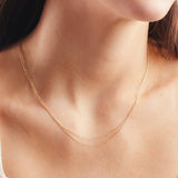 14k Adjustable Flat Cable Chain 14k Solid Gold Necklace