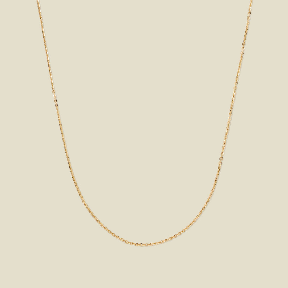 14k Adjustable Flat Cable Chain 14k Solid Gold Necklace