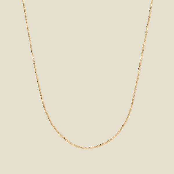 14k Adjustable Flat Cable Chain 14k Solid Gold Necklace