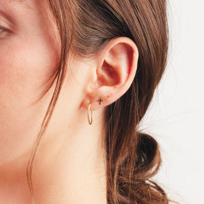 14k Cross Stud Earring (Flat Back) Earring