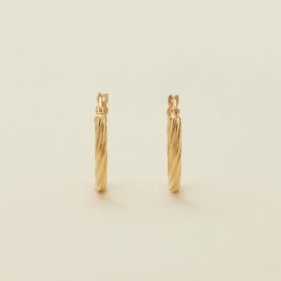 14k Solid Gold Twisted Hoop Earrings 14k Solid Gold Earring
