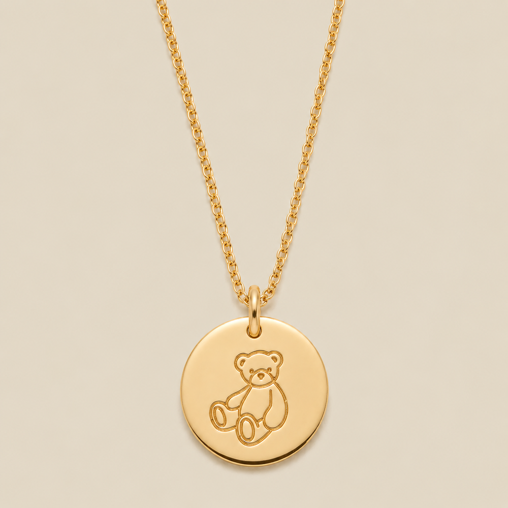 Teddy Bear Disc Necklace