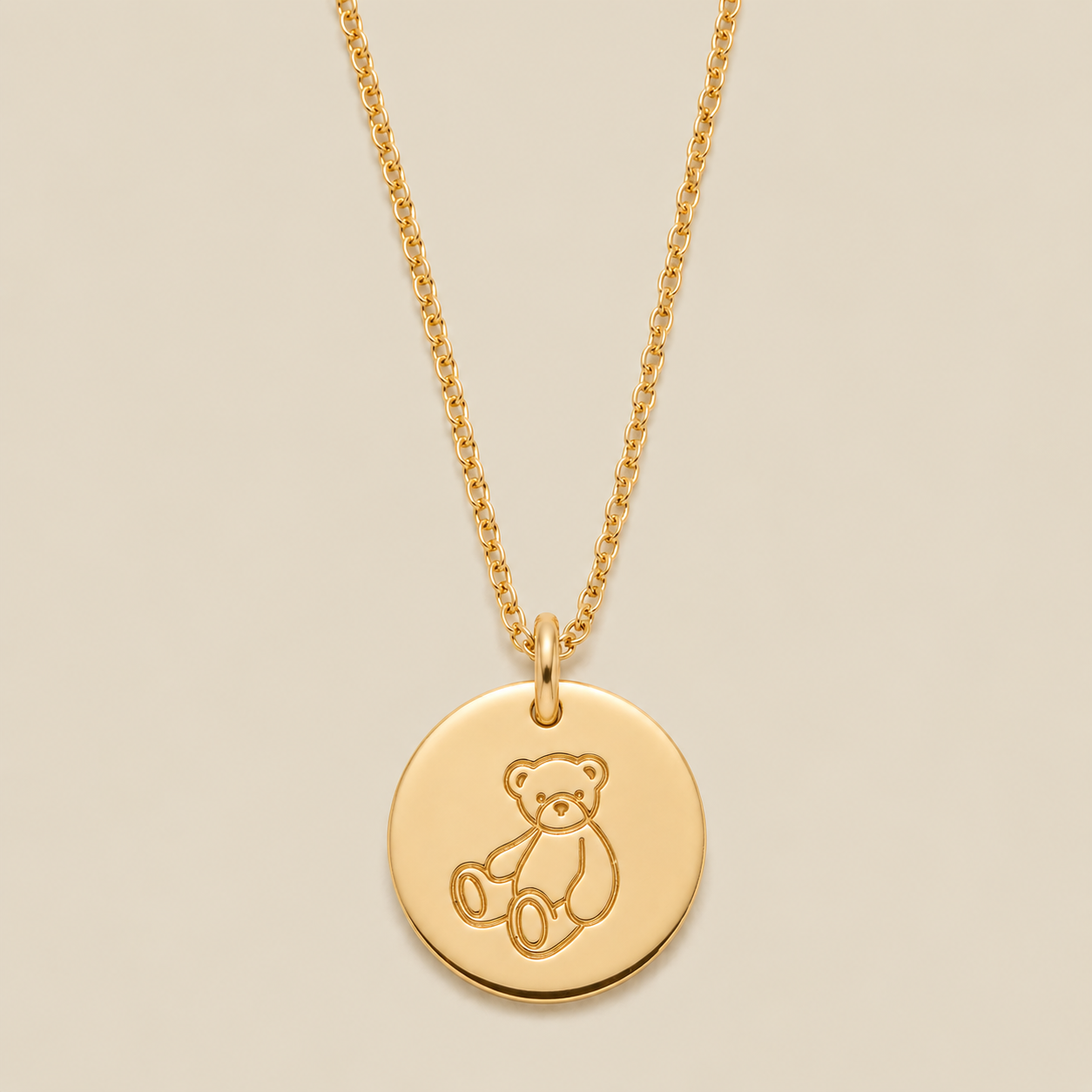 Teddy Bear Disc Necklace