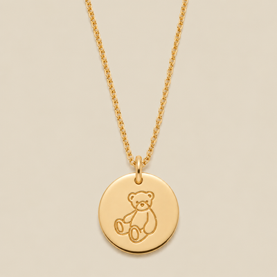 Teddy Bear Disc Necklace