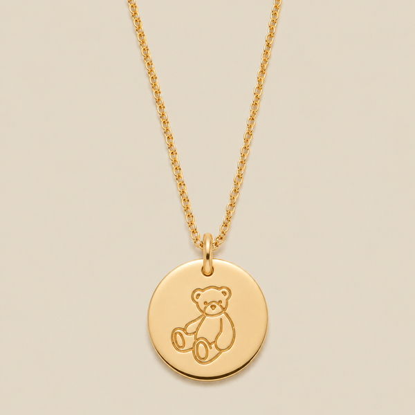 Teddy Bear Disc Necklace