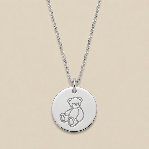 Teddy Bear Disc Necklace