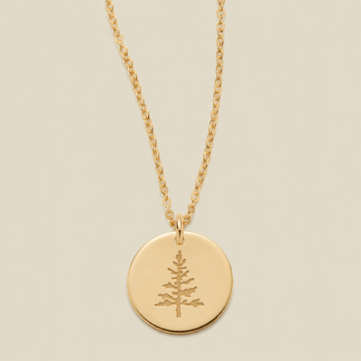 Pine Tree Disc Necklace