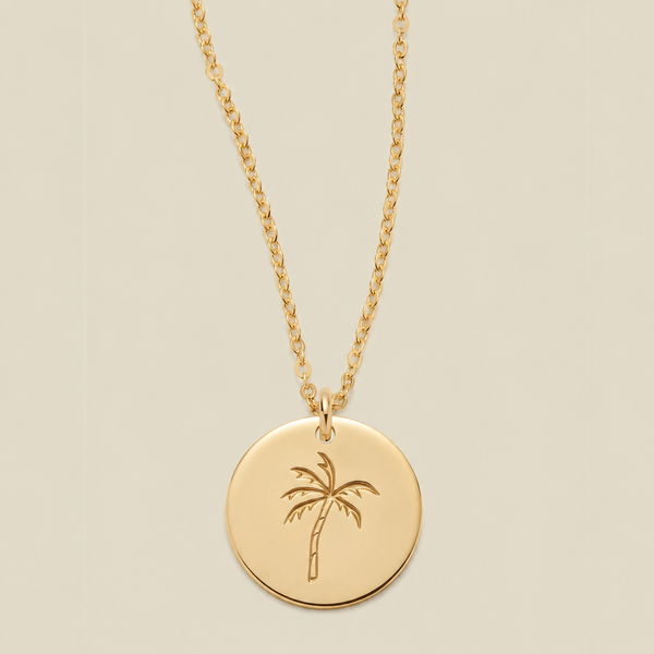 Palm Tree Disc Necklace