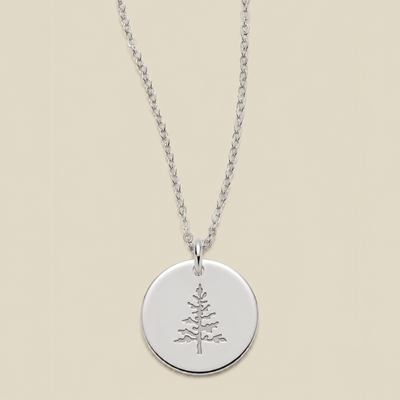 Pine Tree Disc Necklace