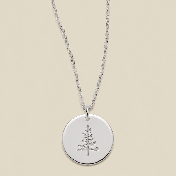 Pine Tree Disc Necklace
