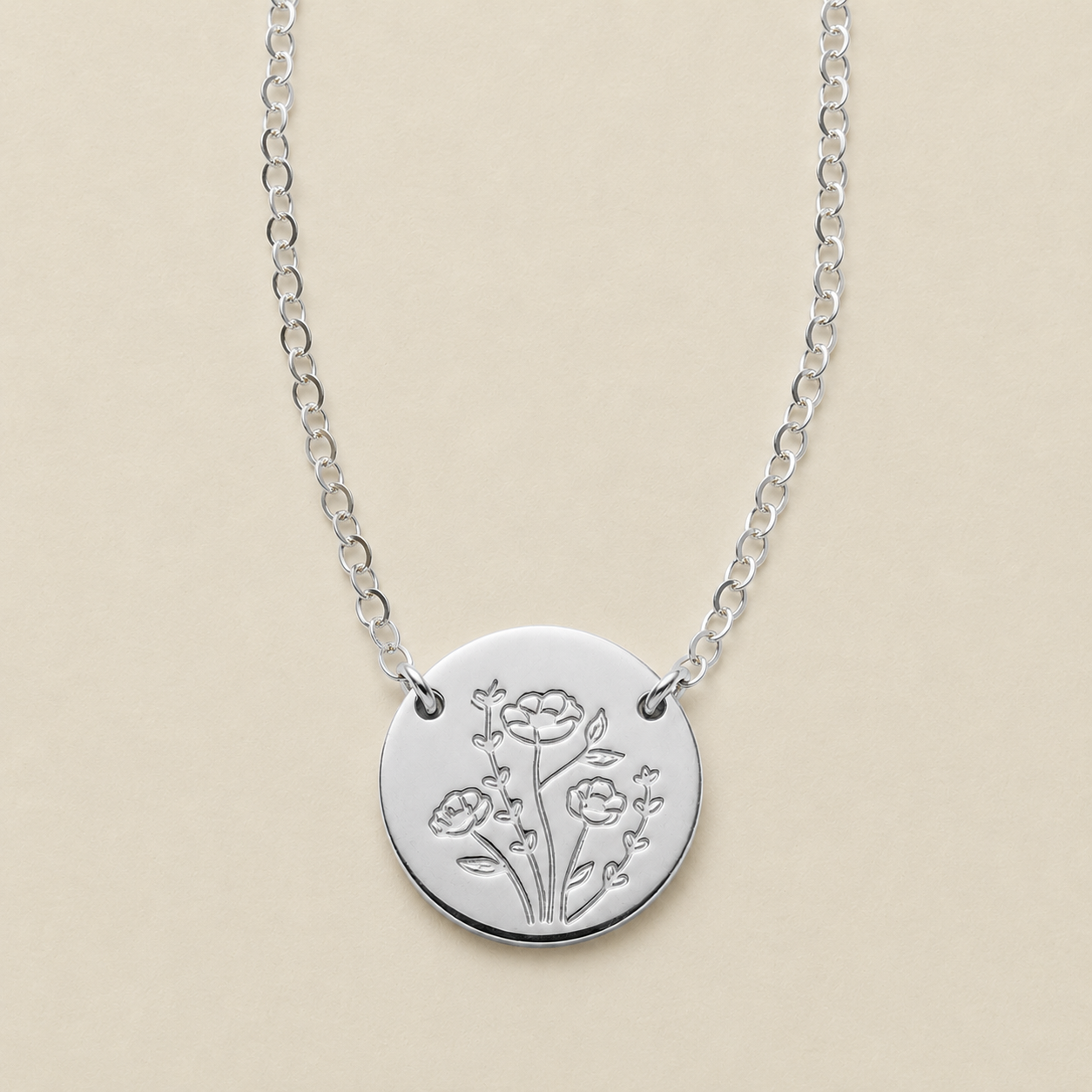 Made By Mary Wild Blooms Mini Zola Disc Necklace | Dainty,Hand Stamped
