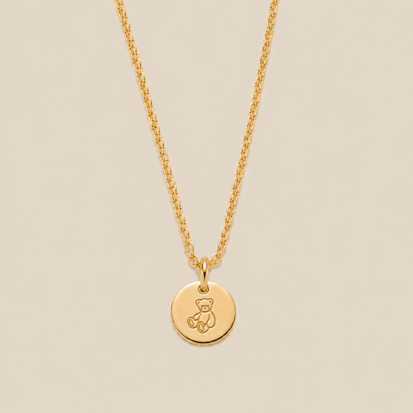 Teddy Bear Disc Necklace