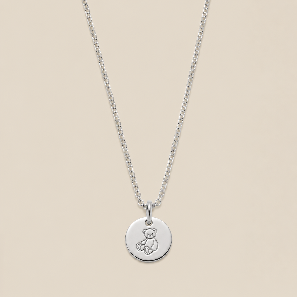 Teddy Bear Disc Necklace