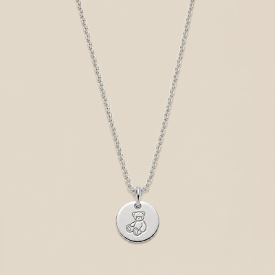 Teddy Bear Disc Necklace