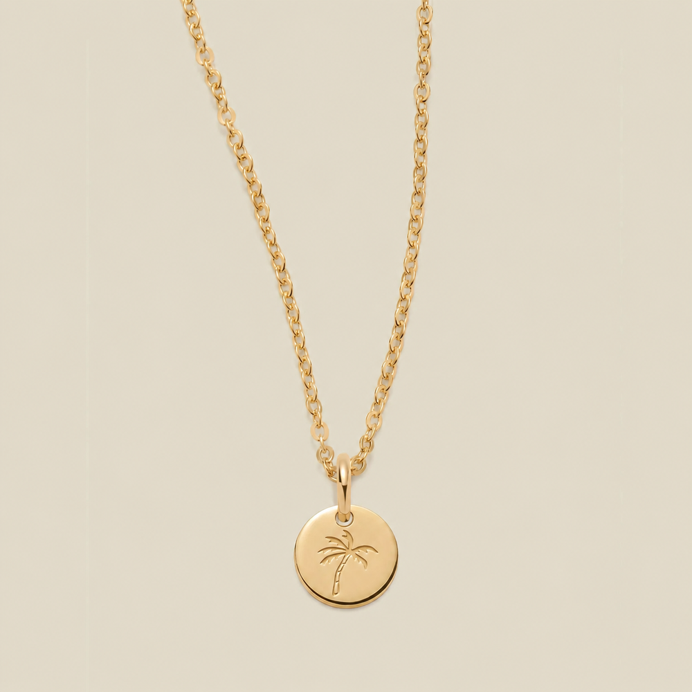 Palm Tree Disc Necklace