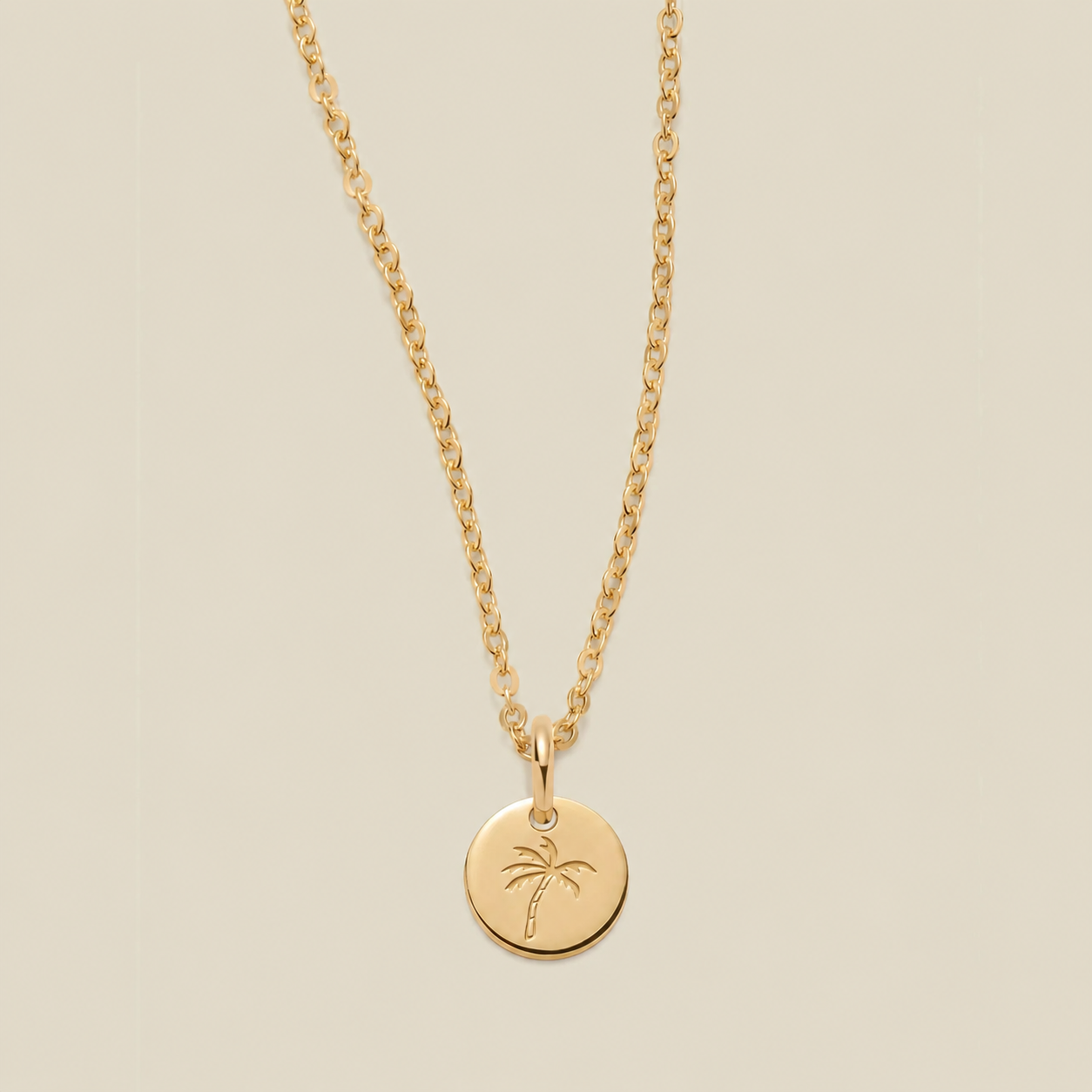 Palm Tree Disc Necklace