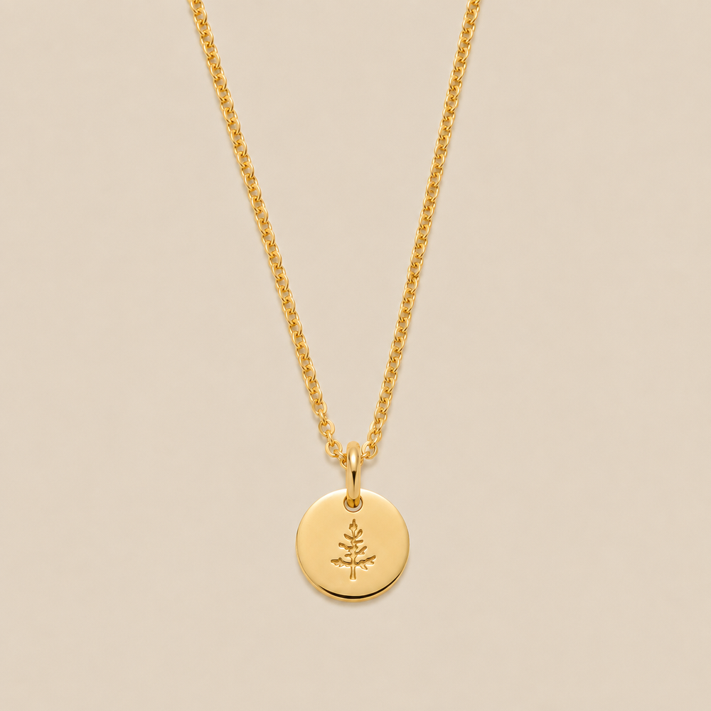 Pine Tree Disc Necklace