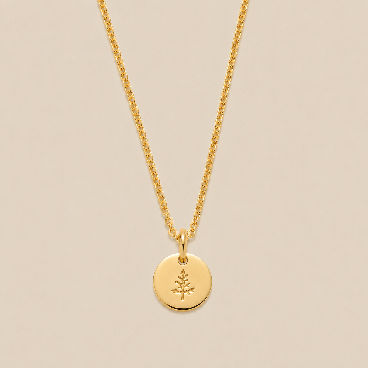 Pine Tree Disc Necklace