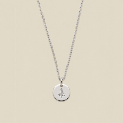 Pine Tree Disc Necklace
