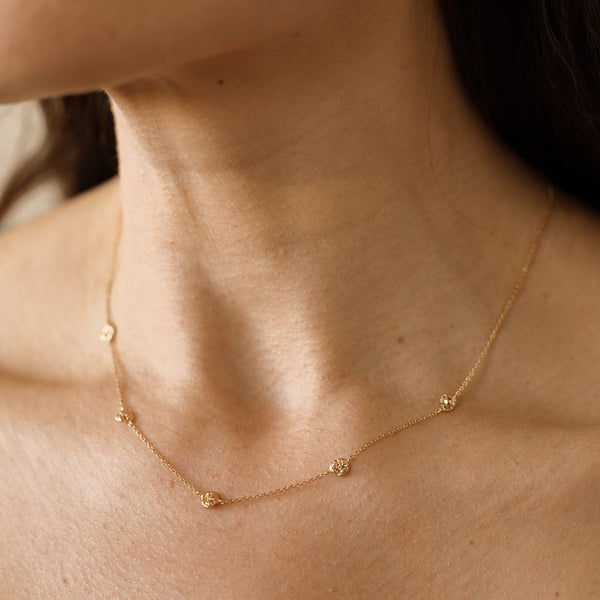 February CZ Birth Flower Station Necklace