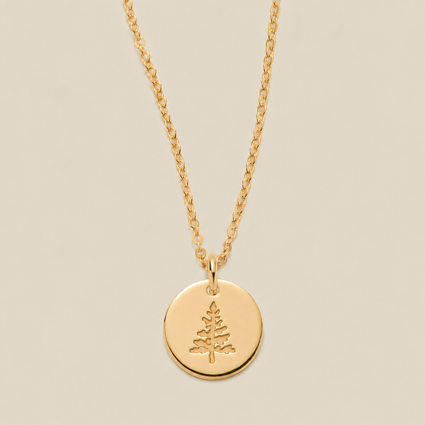 Pine Tree Disc Necklace