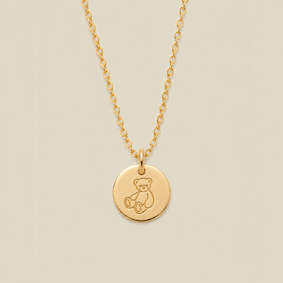 Teddy Bear Disc Necklace