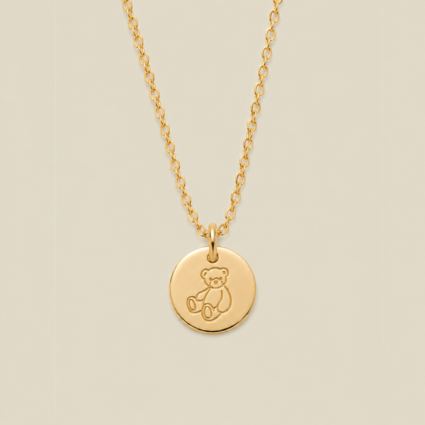 Teddy Bear Disc Necklace