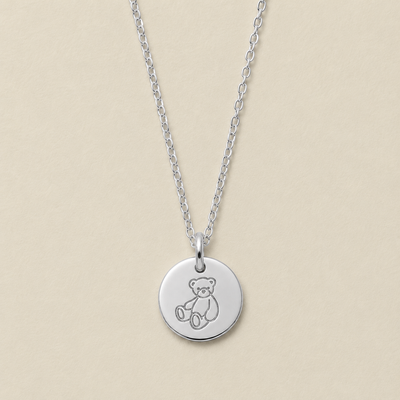 Teddy Bear Disc Necklace