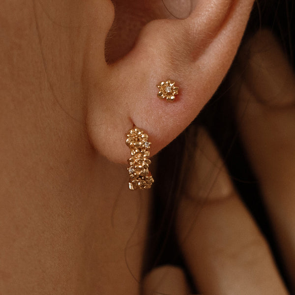 March CZ Birth Flower Huggie Hoop Earrings