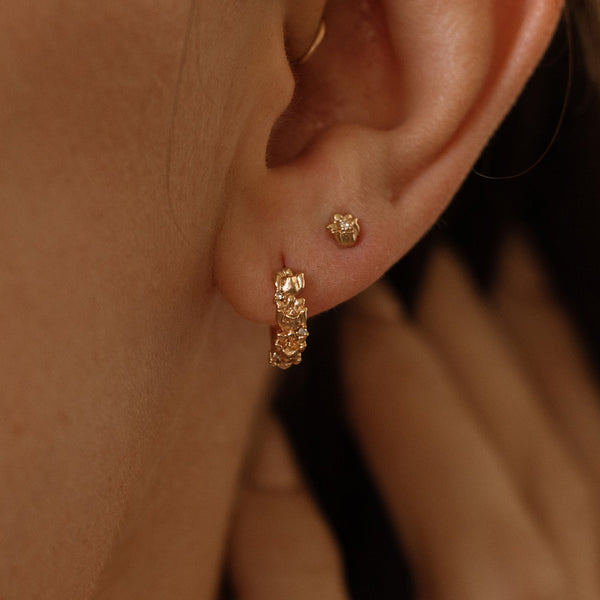 May CZ Birth Flower Huggie Hoop Earrings