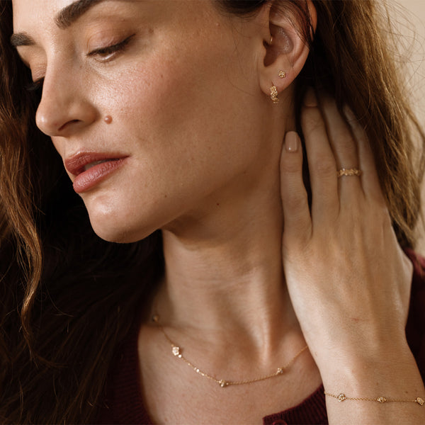 June CZ Birth Flower Huggie Hoop Earrings