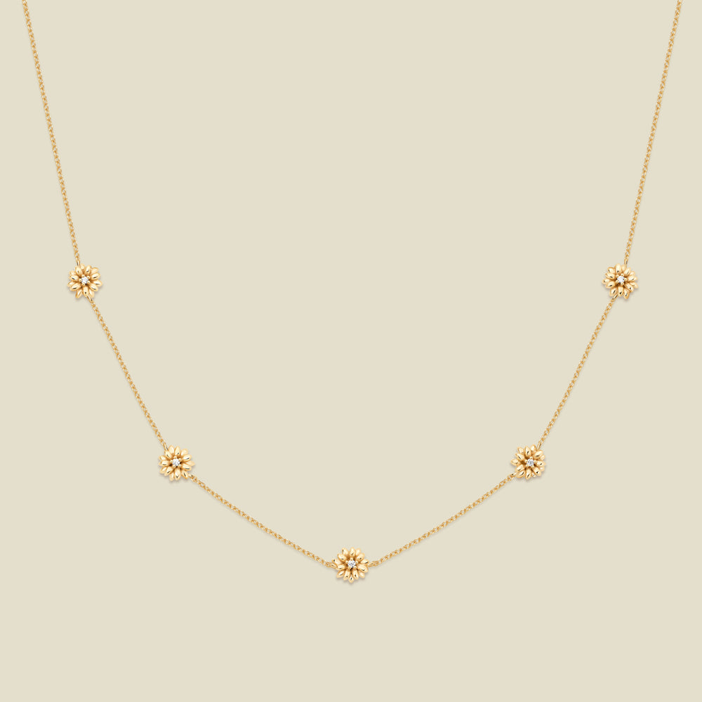 April CZ Birth Flower Station Necklace