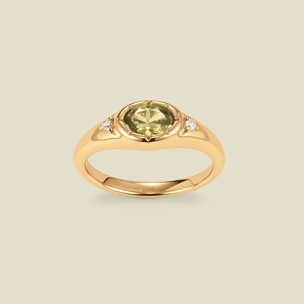 August Oval Birthstone Signet Ring