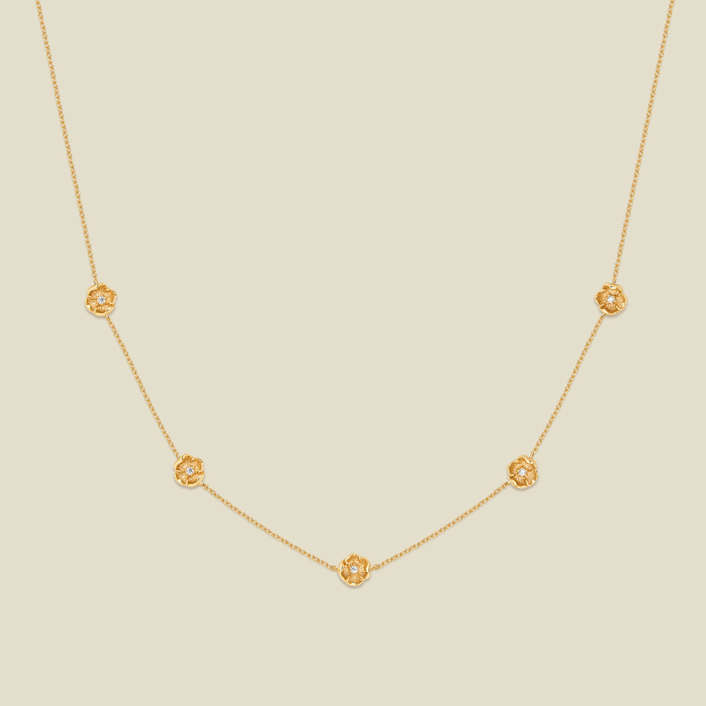 August CZ Birth Flower Station Necklace