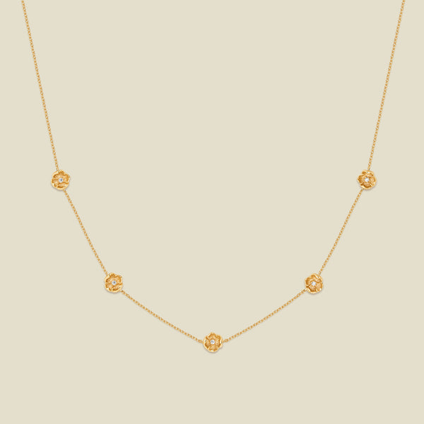August CZ Birth Flower Station Necklace