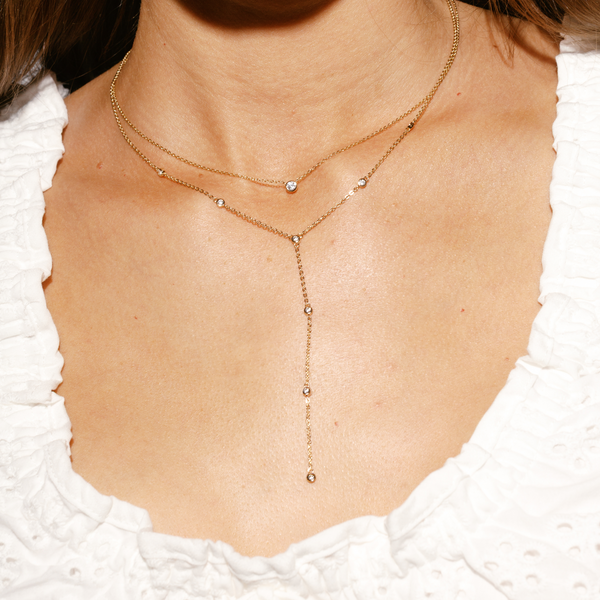 CZ Poppy Lariat Necklace
