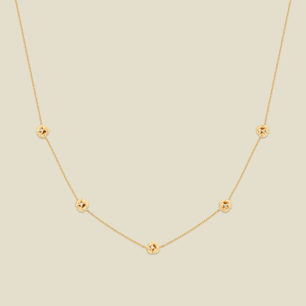 February CZ Birth Flower Station Necklace