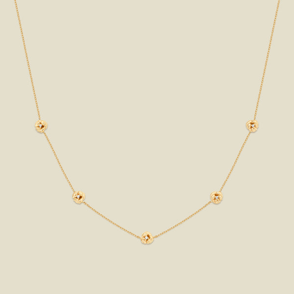 February CZ Birth Flower Station Necklace