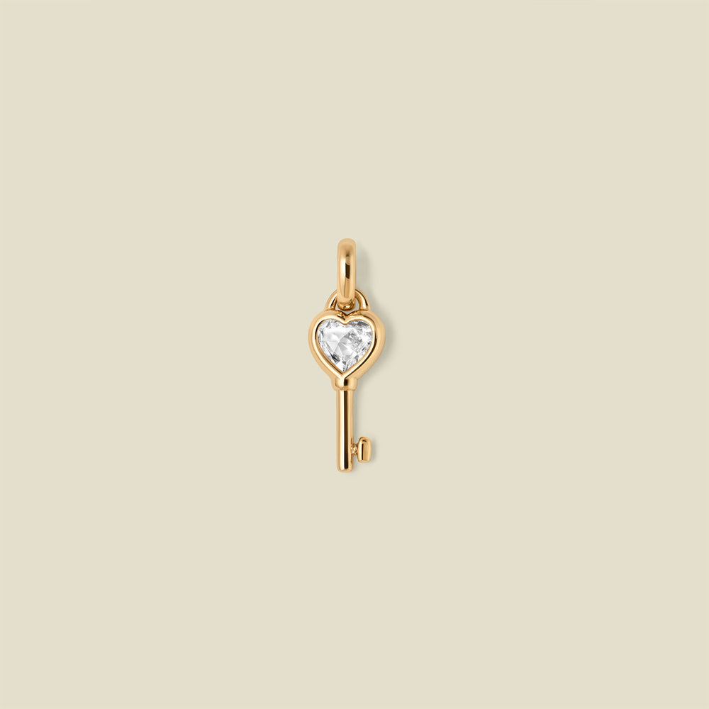 CZ Heart Key Charm