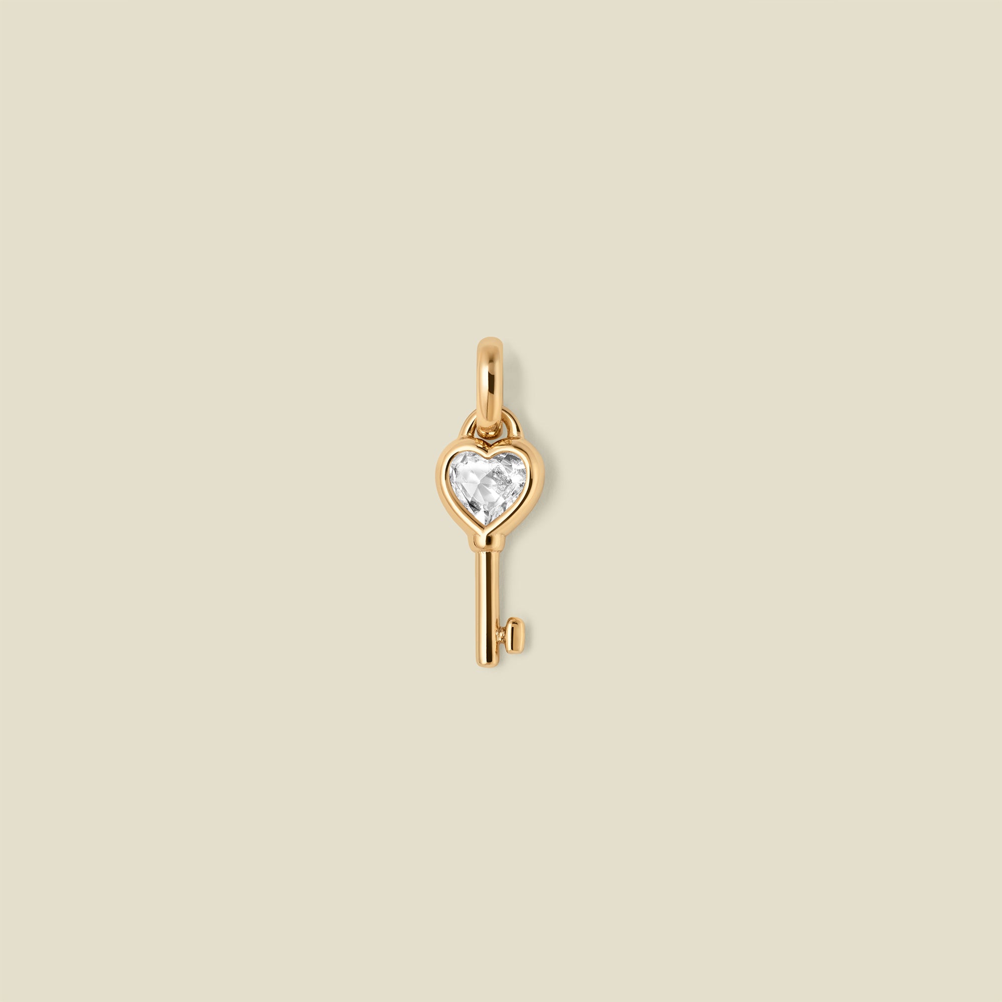 CZ Heart Key Charm