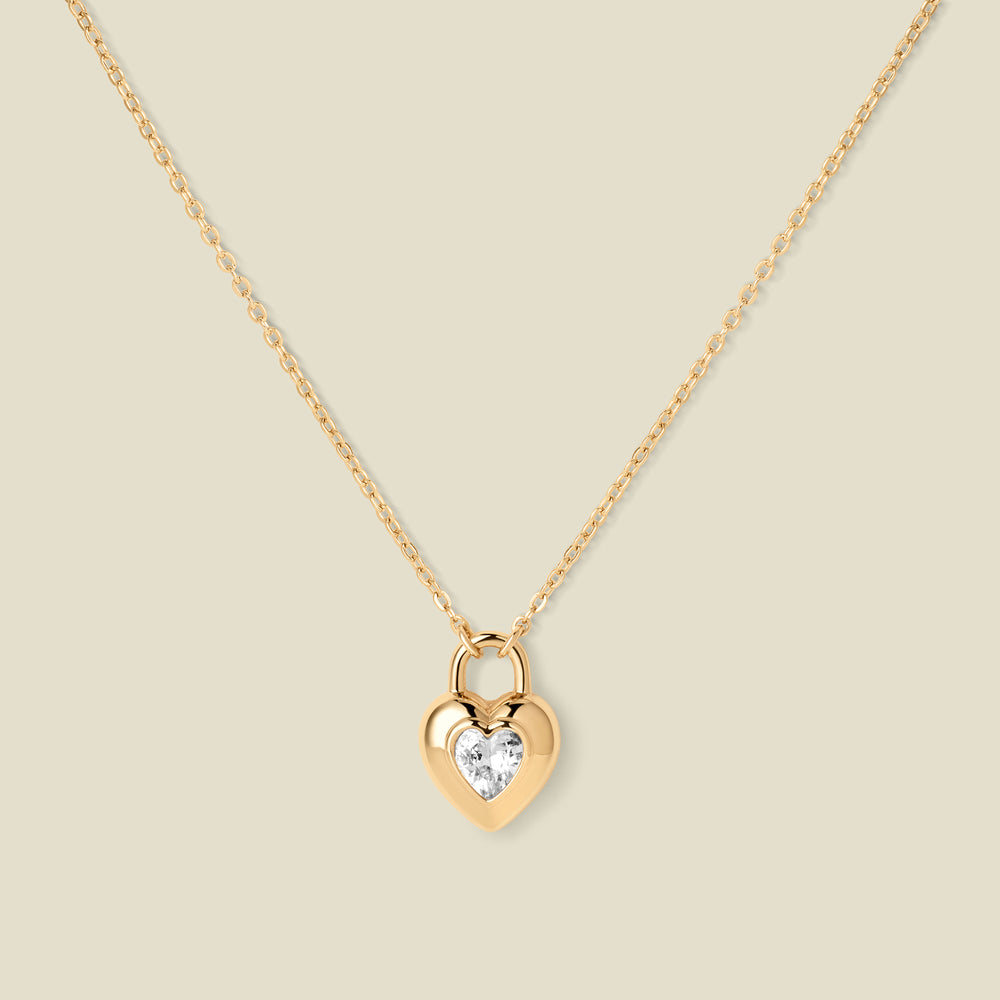 CZ Padlock Heart Necklace