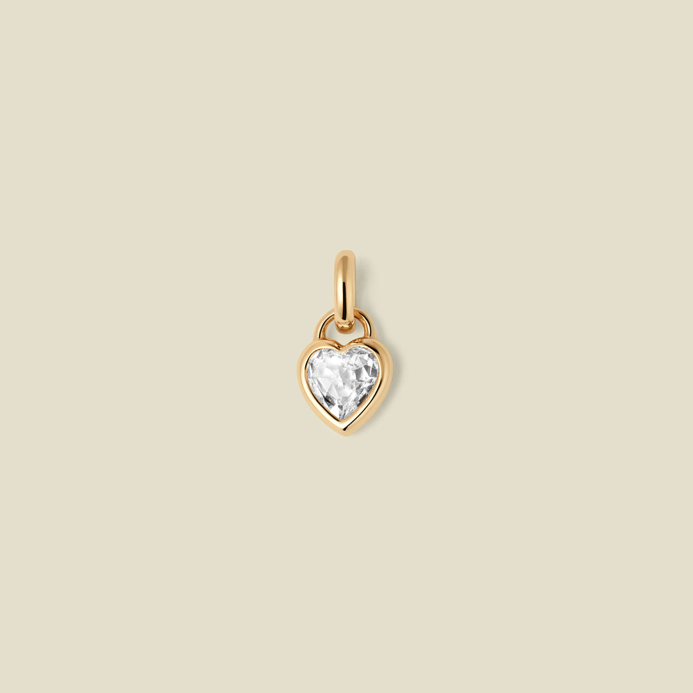 CZ Heart Padlock Charm