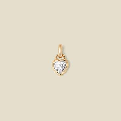 CZ Heart Padlock Charm